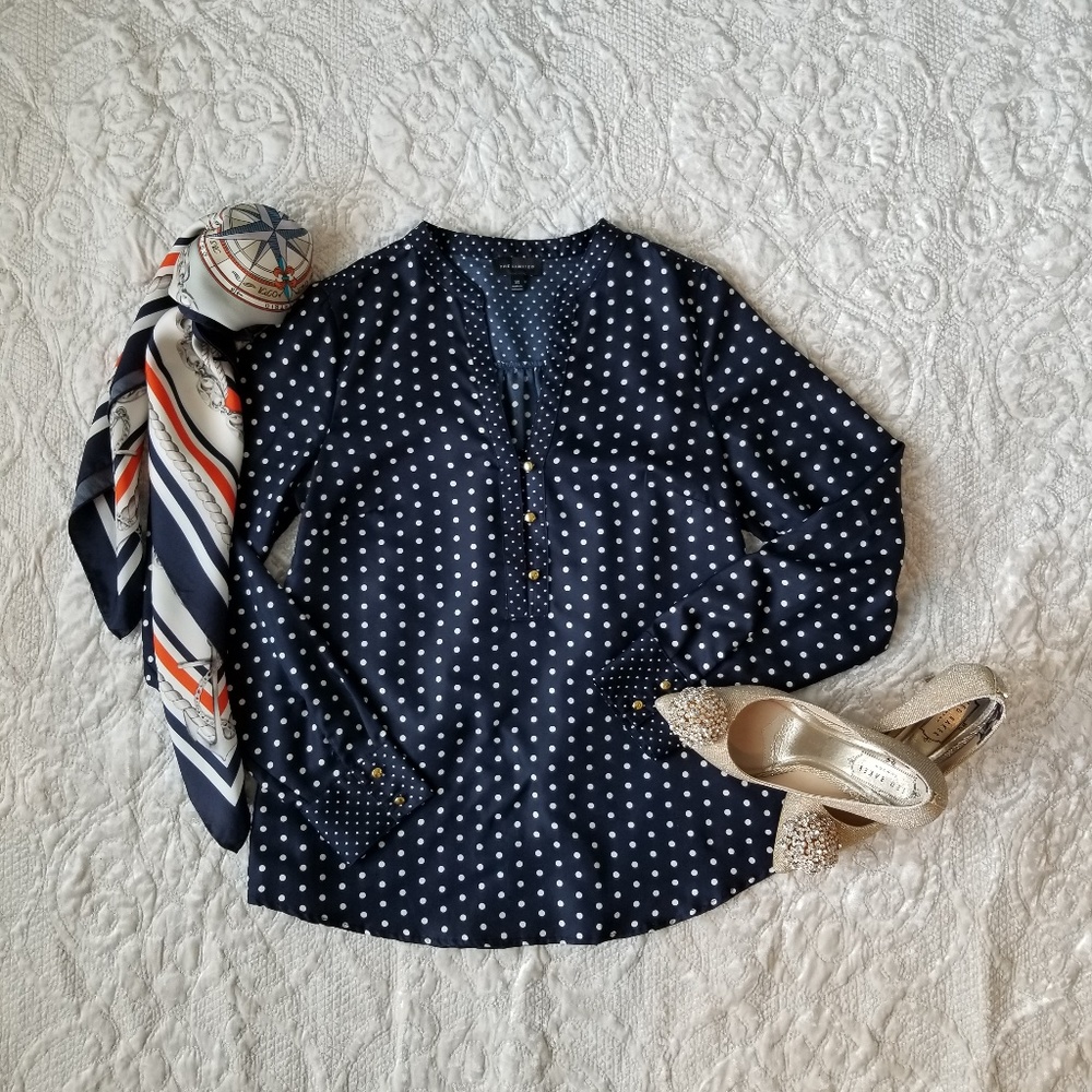 Navy polkadot blouse